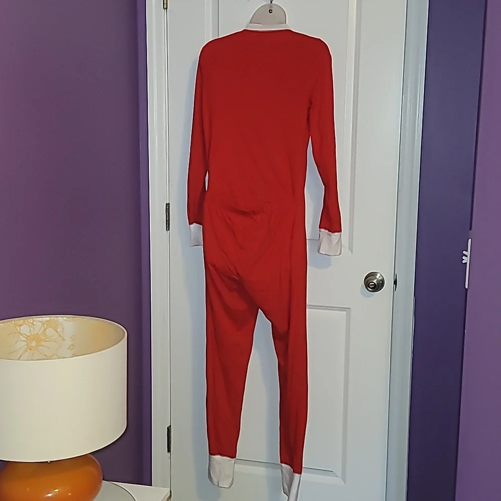 J. Crew Red Women's One Piece Reindeer Pajamas Sz: M - Picture 5 of 10